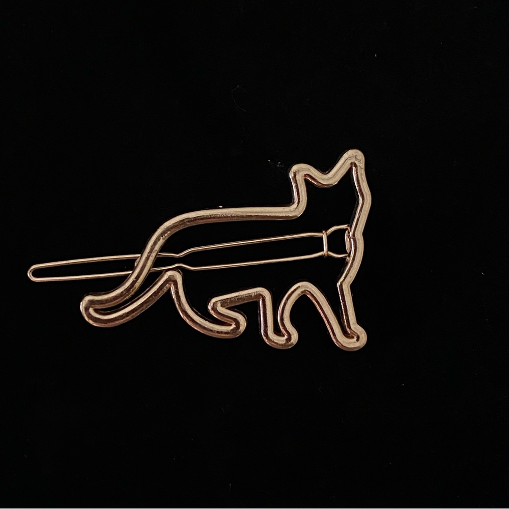 Gold-Tone Cat Silhouette Hair Pin / Brooch - Picture 3 of 3
